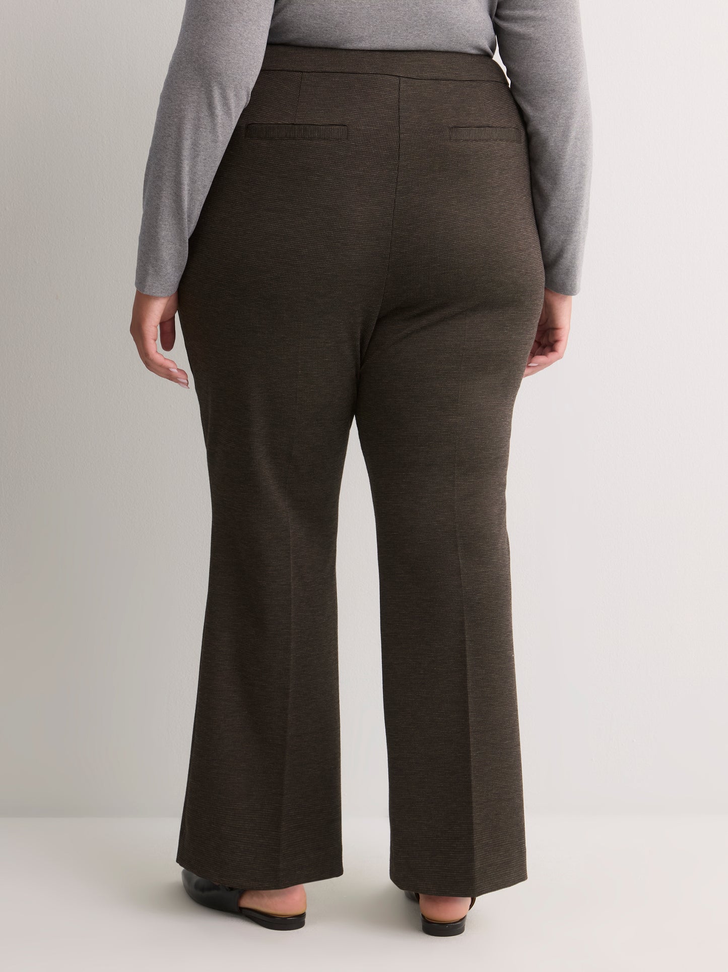 Mixed Brown Bootcut Pull-On Knit Pant, Essential Pant