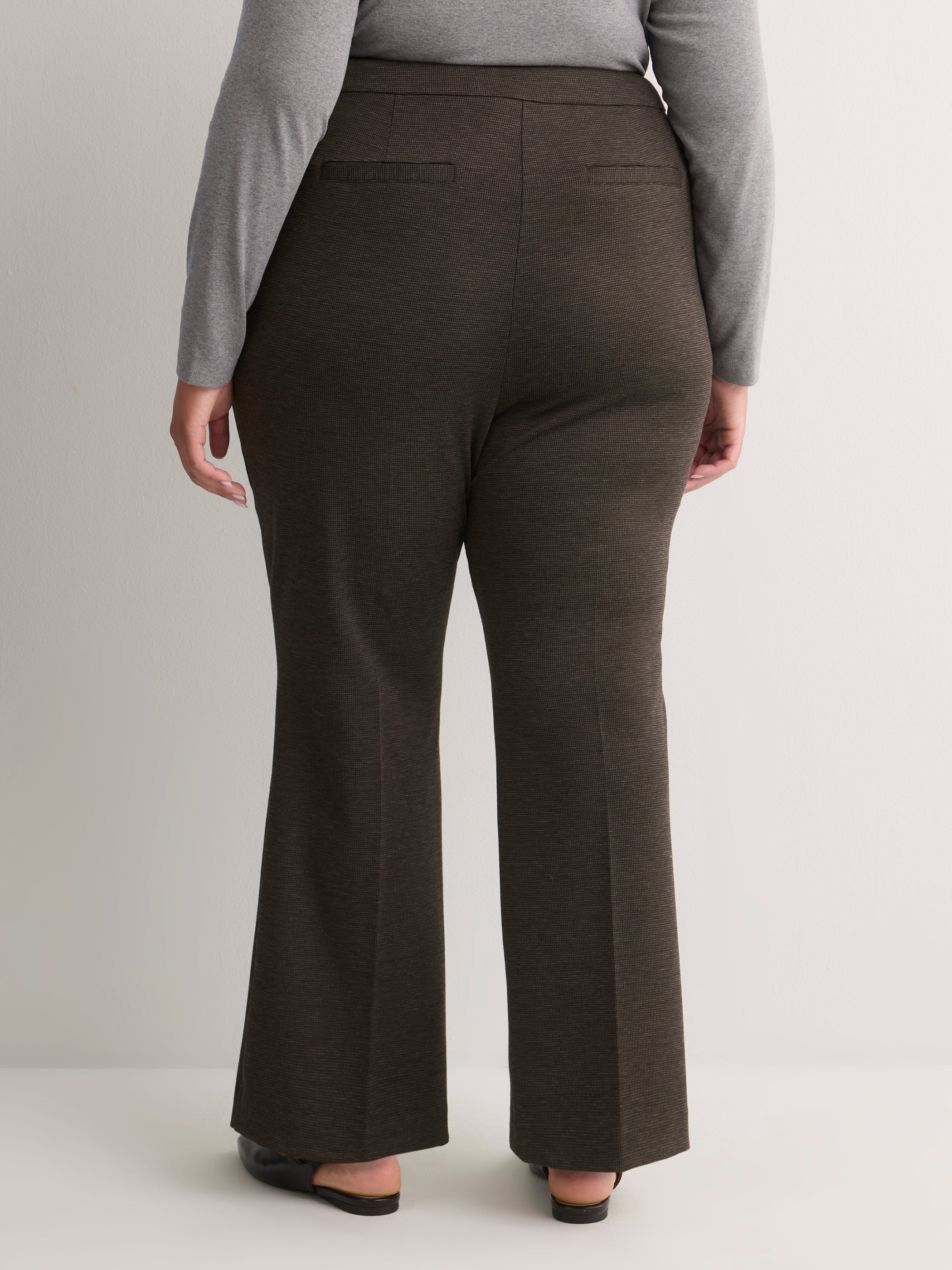 Mixed Brown Bootcut Pull-On Knit Pant, Essential Pant