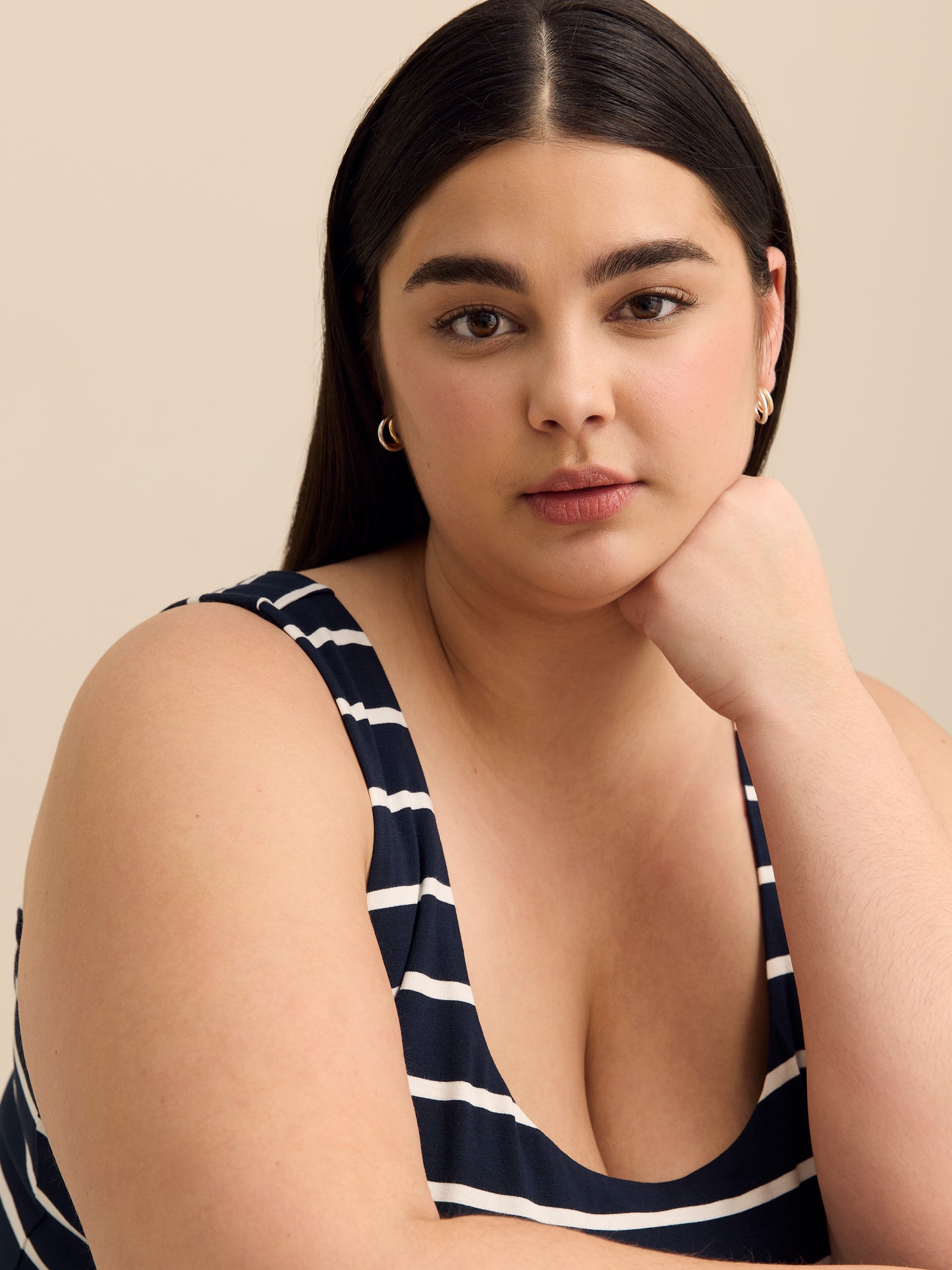 Responsible, Yarn-Dyed Scoop-Neck Sleeveless Dress with Slit