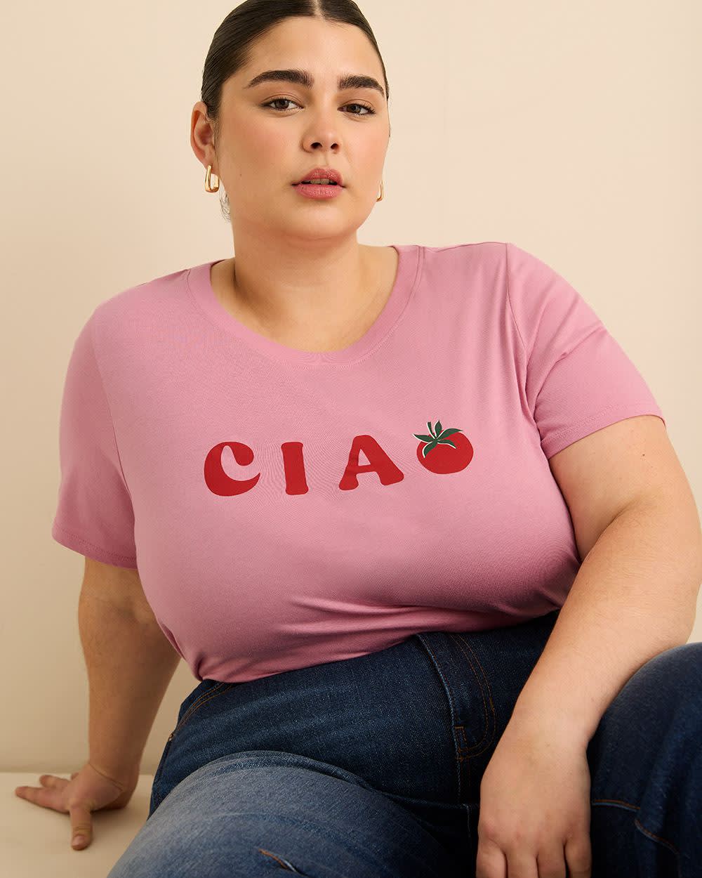 Crewneck Short-Sleeve Knit Top