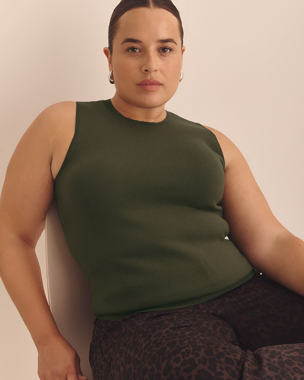 Crew Neck Sleeveless Sweater Tank - Addition Elle