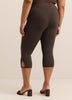 Responsible, Brown Capri Legging with Beaded Keyhole at Hem