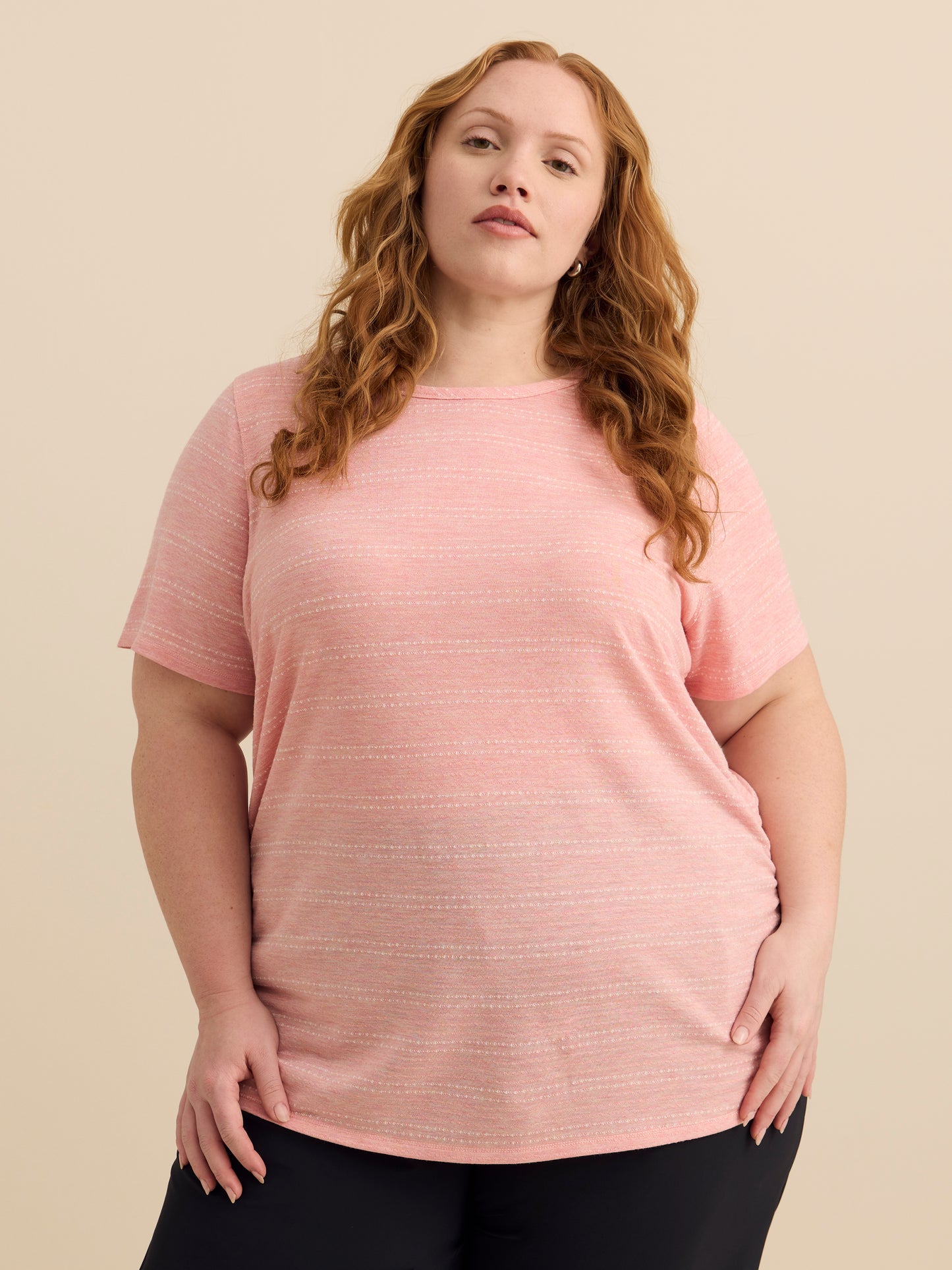 Crew-Neck T-Shirt with Side Shirring Detail - Active Zone