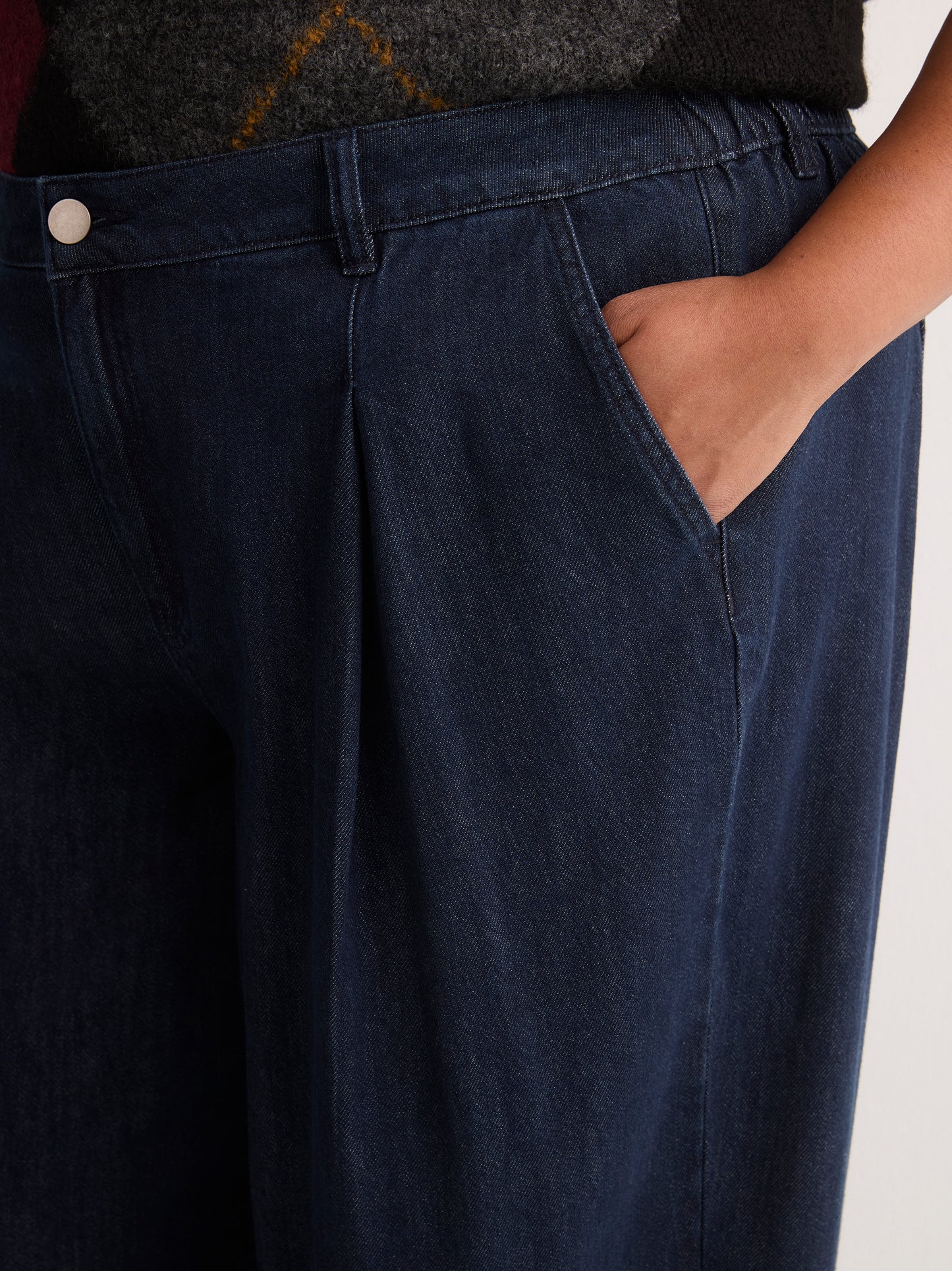 Pleated Wide-Leg High-Rise Classic Denim Pant - d/C Jeans