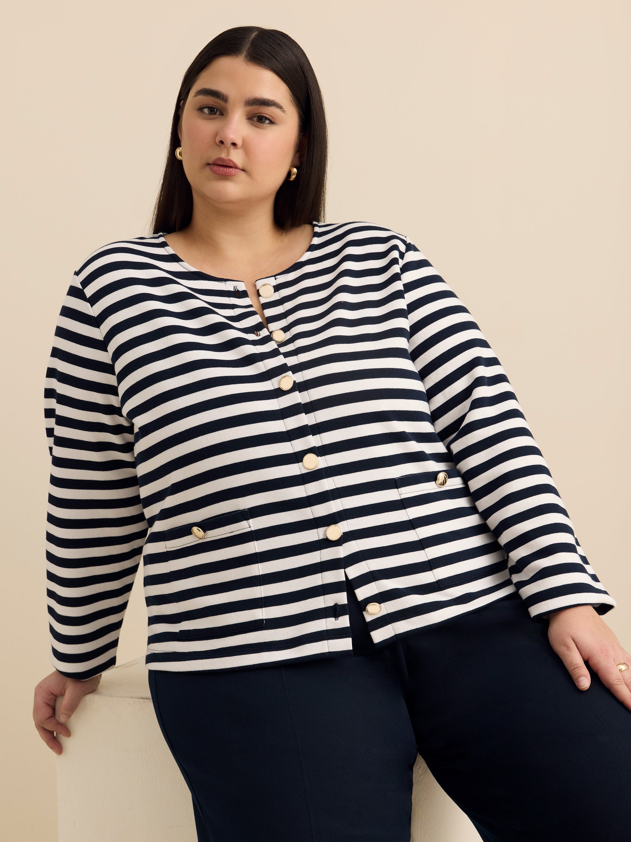 Button Up Short Cardigan with Pockets