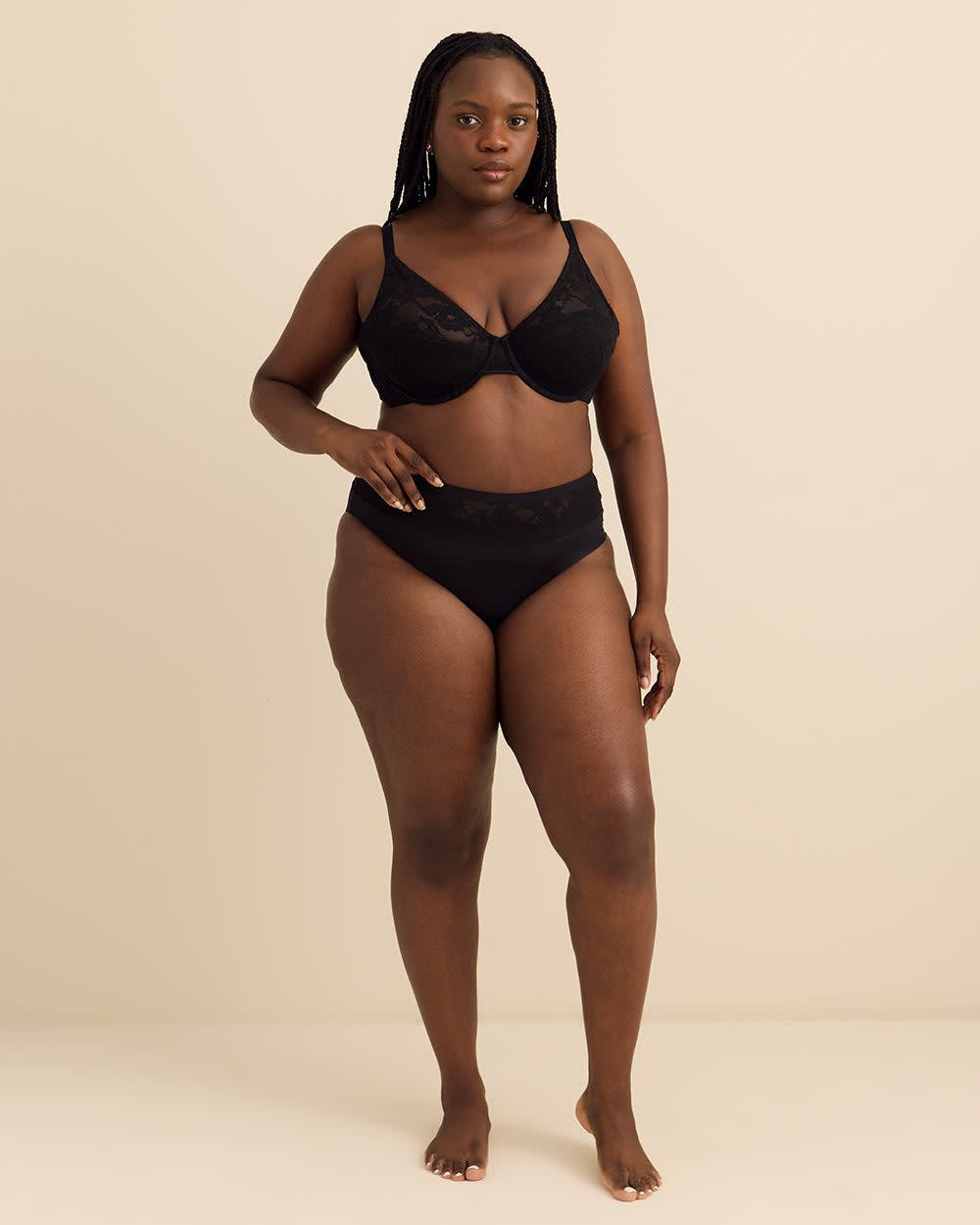 Cheeky Thong With Lace Waistband - Déesse Collection