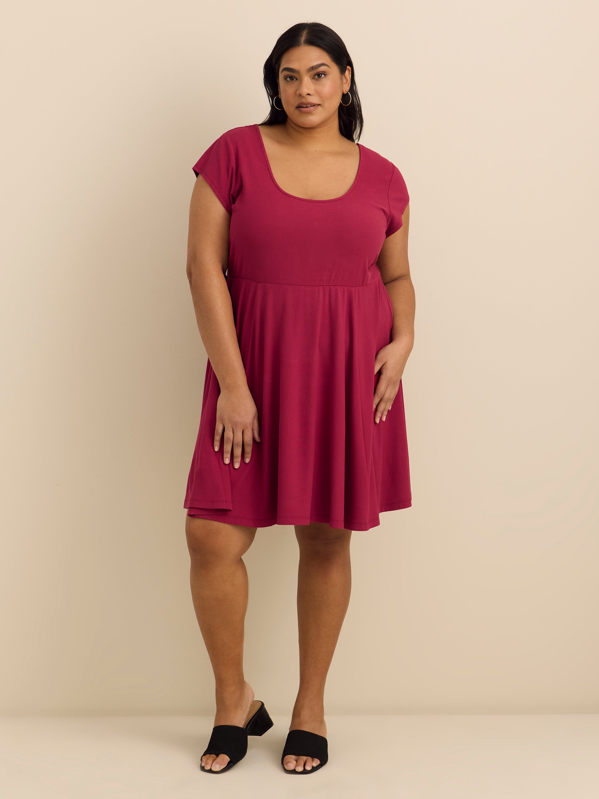 Responsible, Scoop Neck Dress with Cap Sleeves