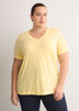 Boyfriend-Fit V-Neck Tee with Slits