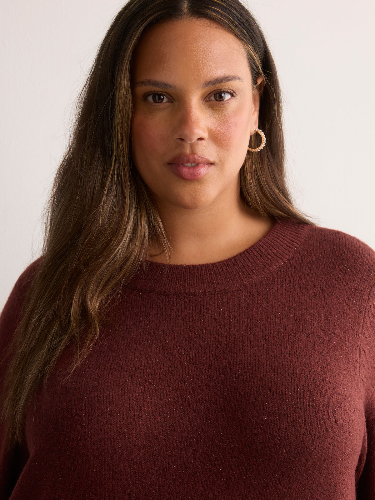 Lurex Crew-Neck Tunic Sweater