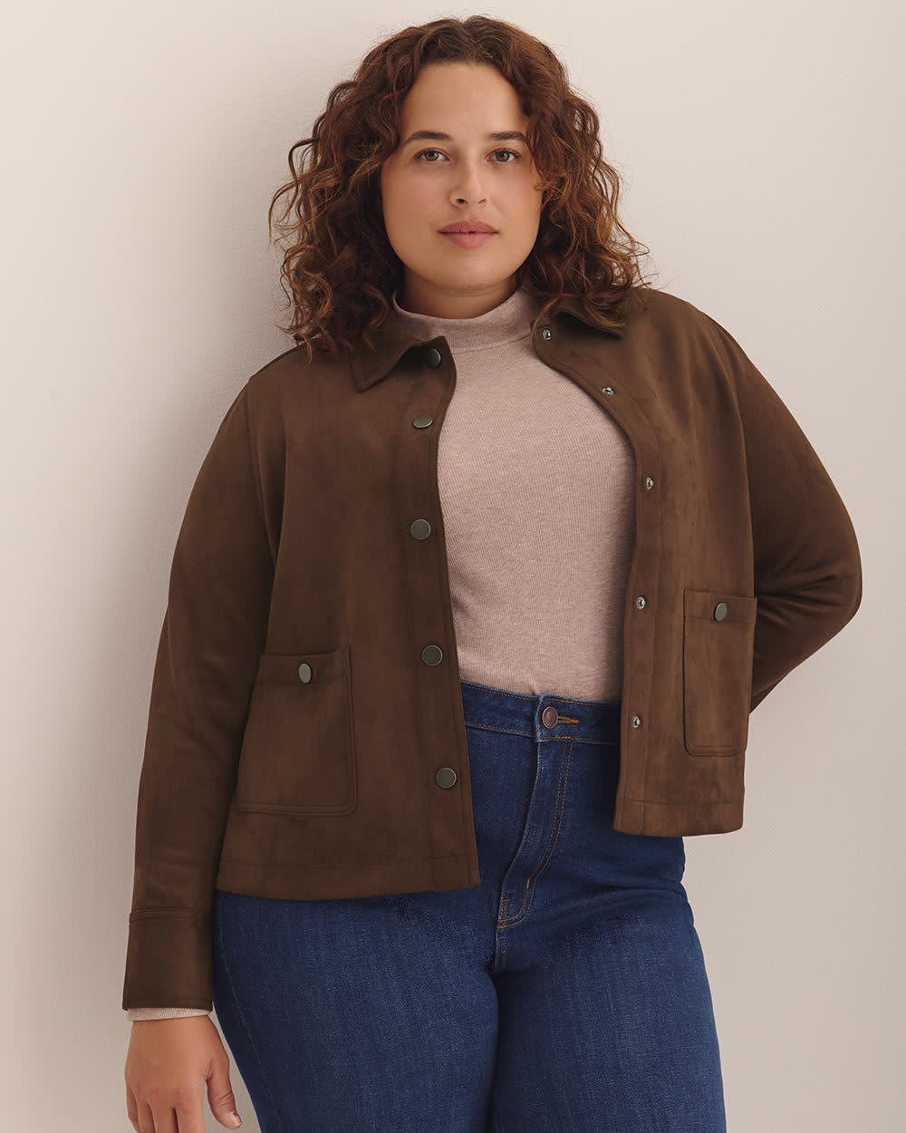 Brown Faux-Suede Jacket