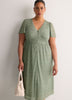 V-Neck Buttoned-Down Midi Dress with Flutter Sleeves - Addition Elle