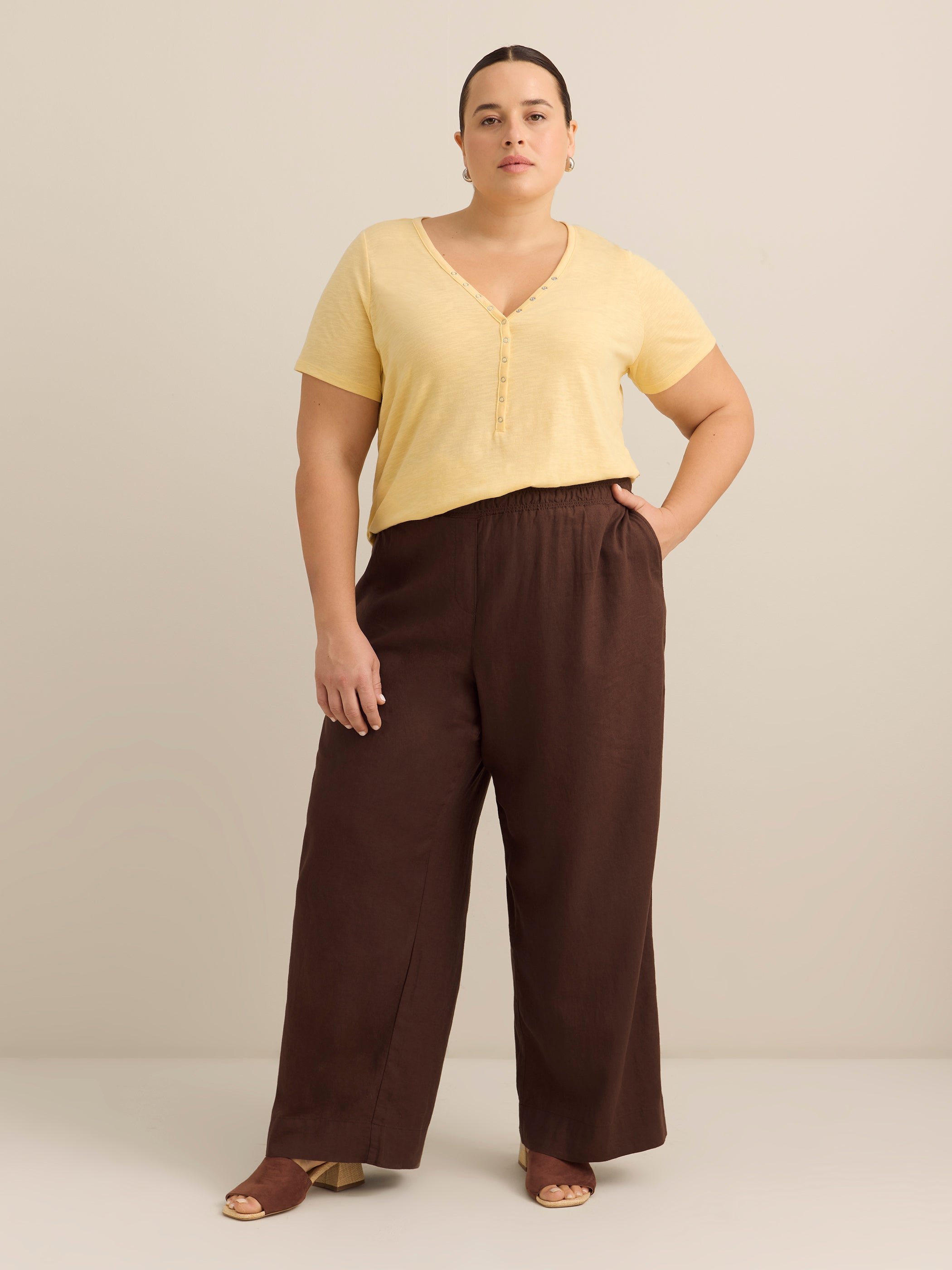 Short-Sleeve Henley T-Shirt with Snaps