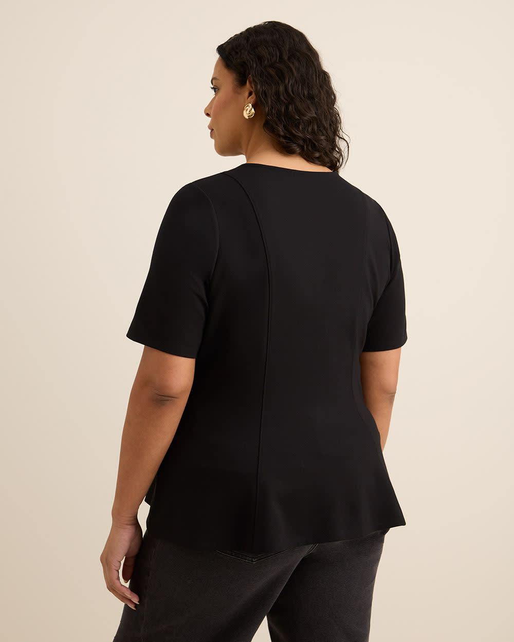 Haut cintré et évasée à manches courtes et col rond