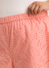 Pink Embroidered Cotton Pull-On Short