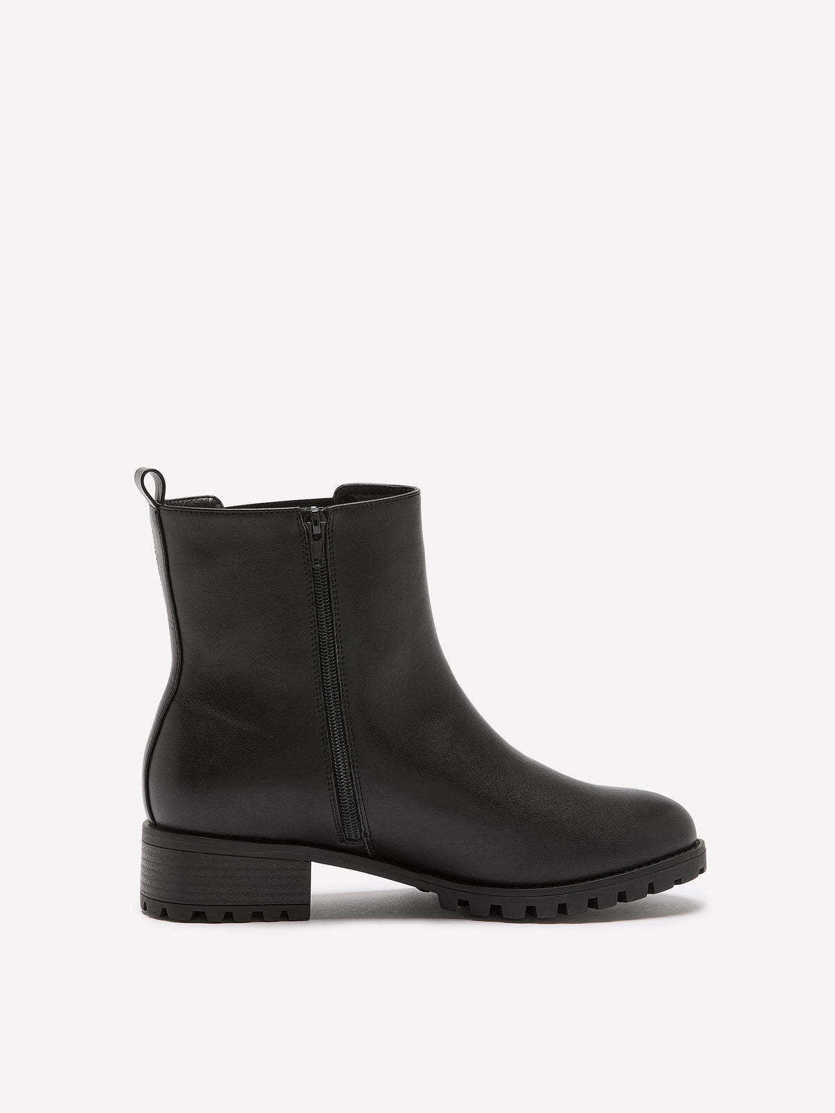 Extra Wide Width, Black Faux Leather Chelsea Bootie