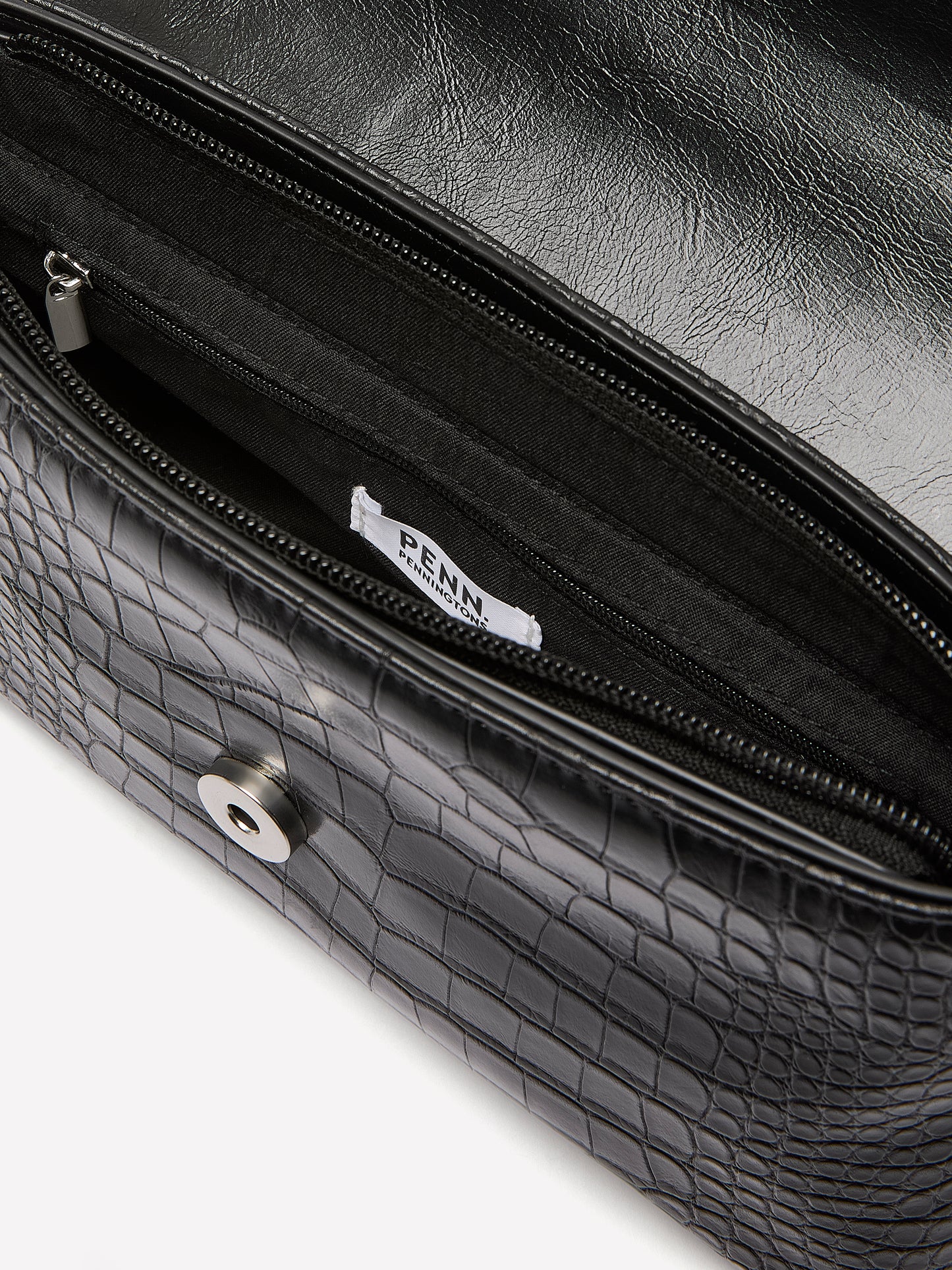 Black Croco Crossbody Handbag