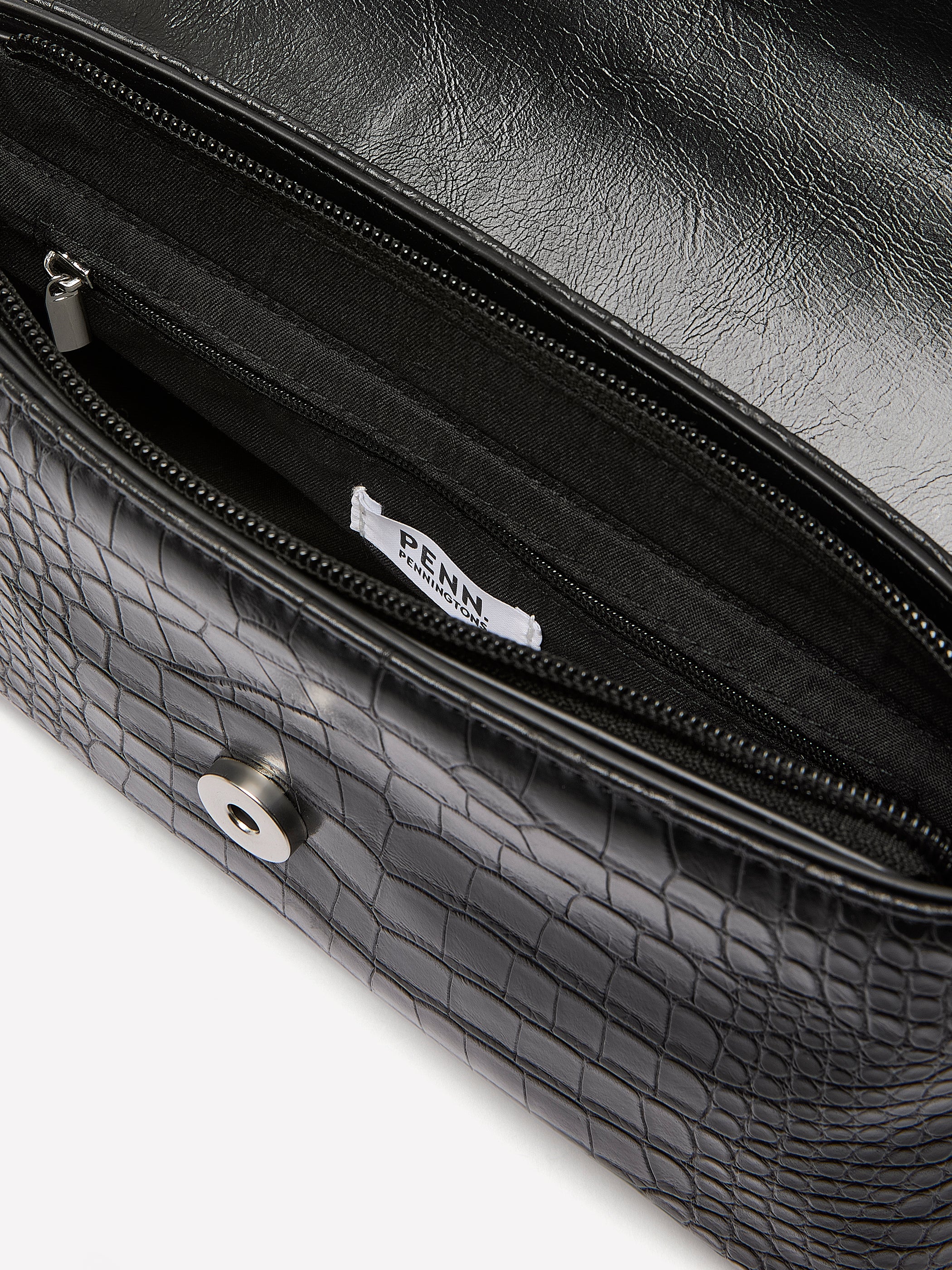 Black Croco Crossbody Handbag