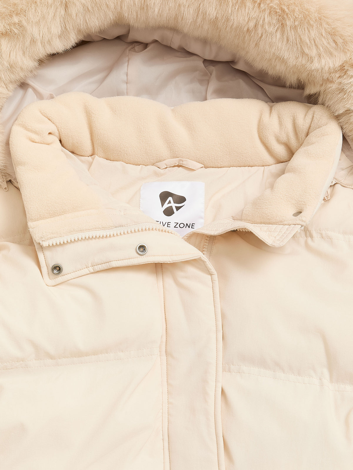 White Quilted Snow Jacket with Removable Hood - Active Zone