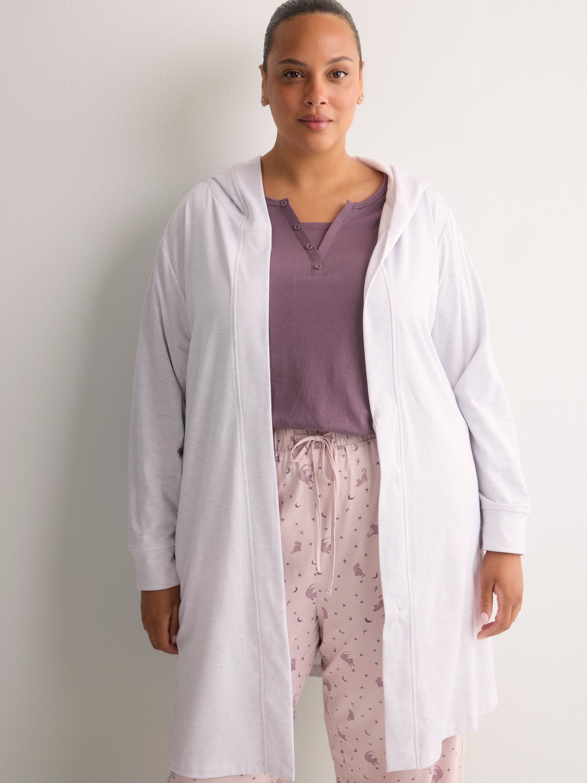 Lilac Heather Hooded French Terry Robe - tiVOGLIO