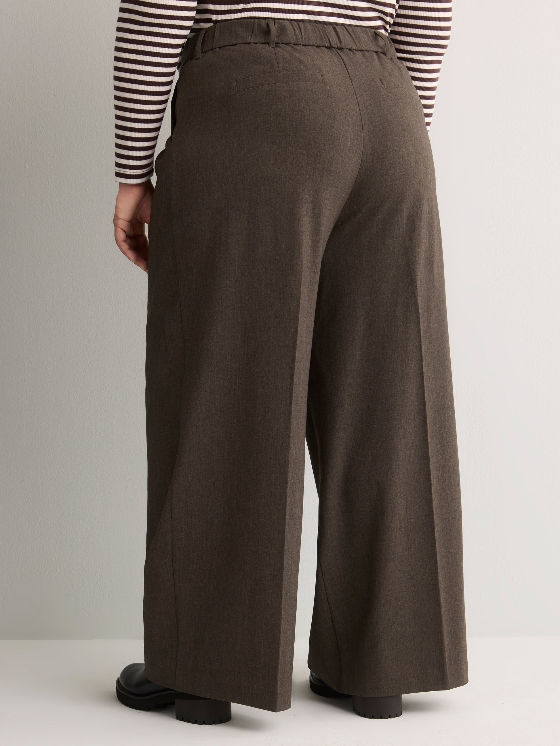 Heather Brown Double Pleated Wide-Leg Pant