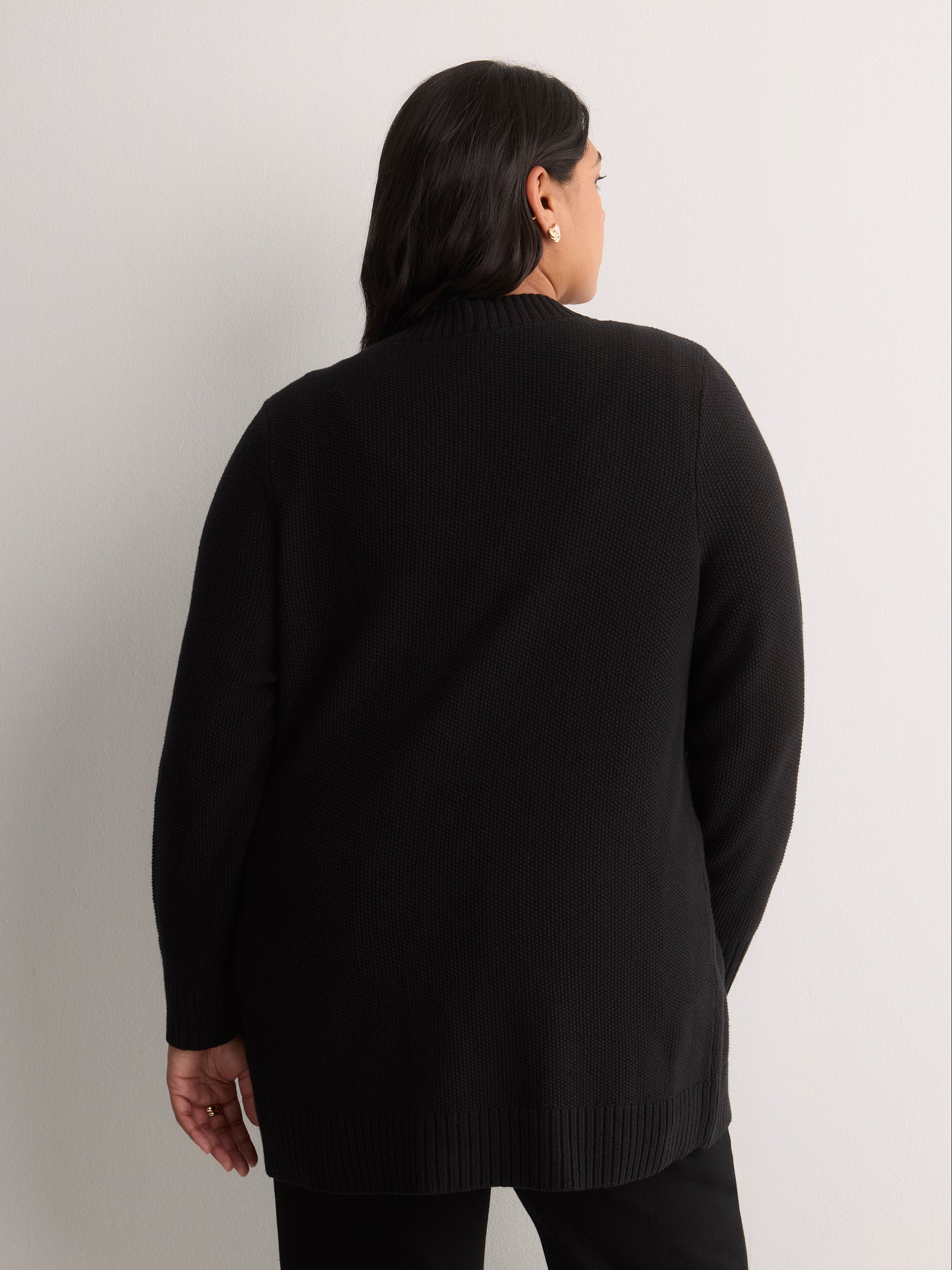 Straight-Fit V-Neck Tunic Cardigan
