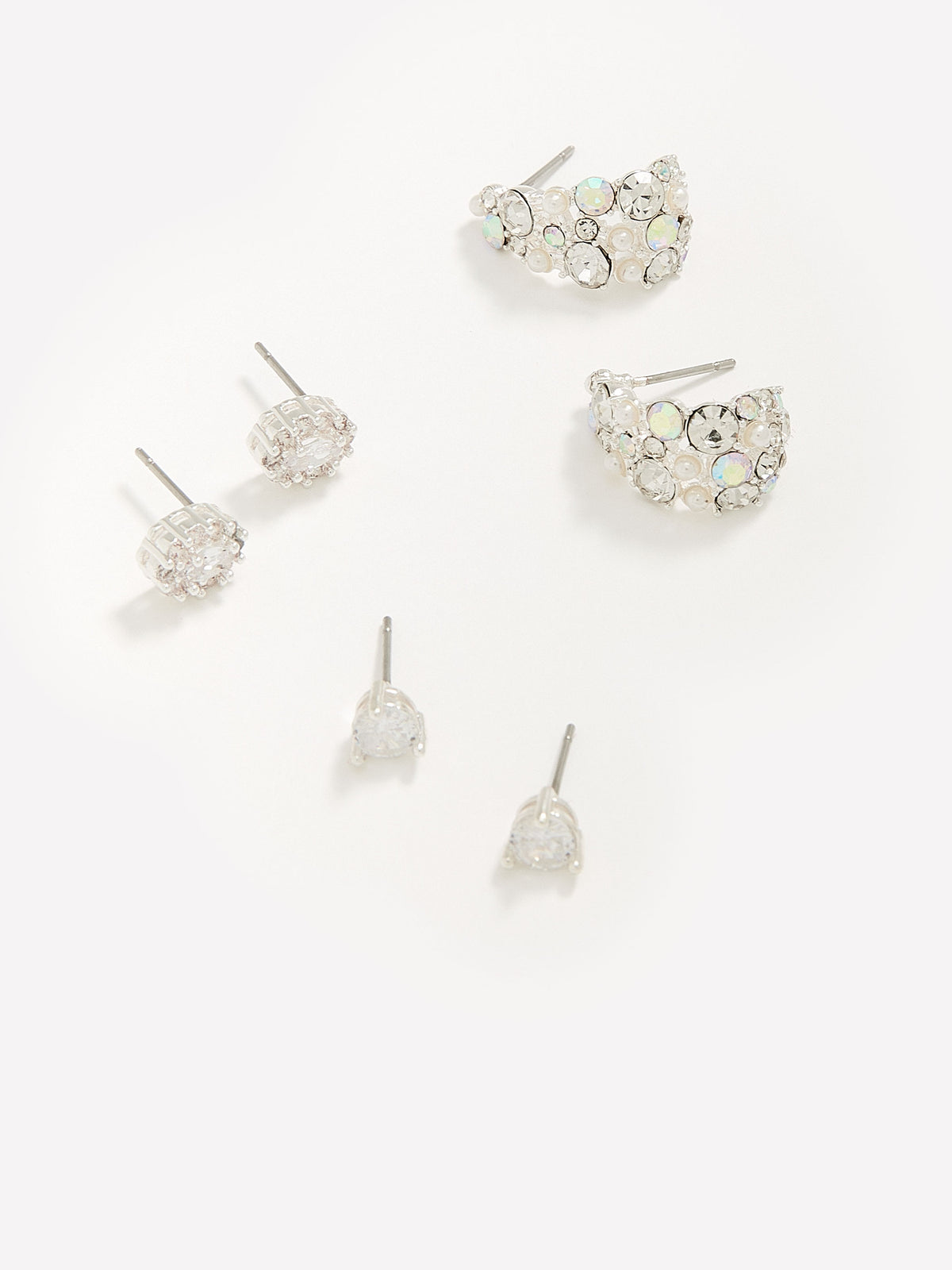 Cubic Zirconia Earrings, Box of 3
