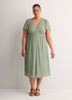 V-Neck Buttoned-Down Midi Dress with Flutter Sleeves - Addition Elle