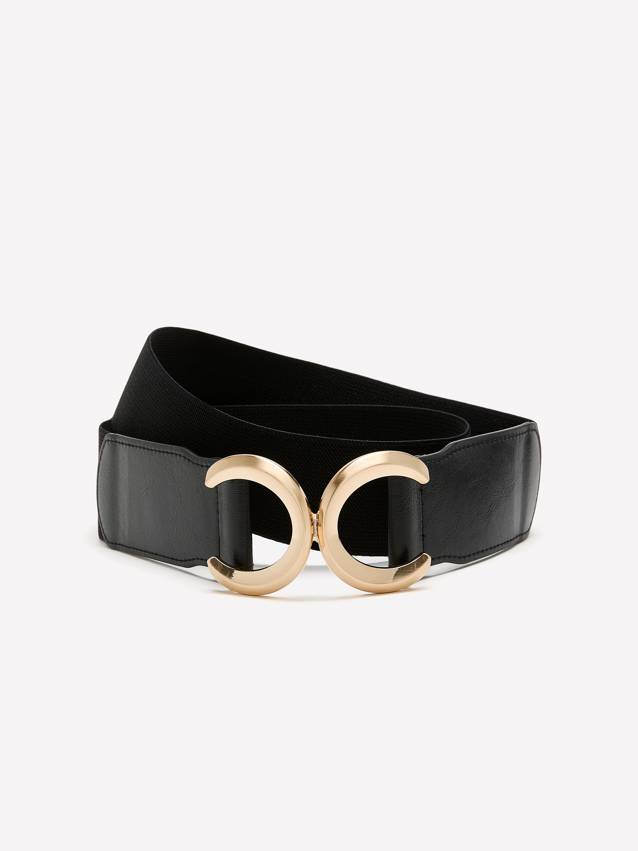 Black Elastic Belt with Interlock Buckle