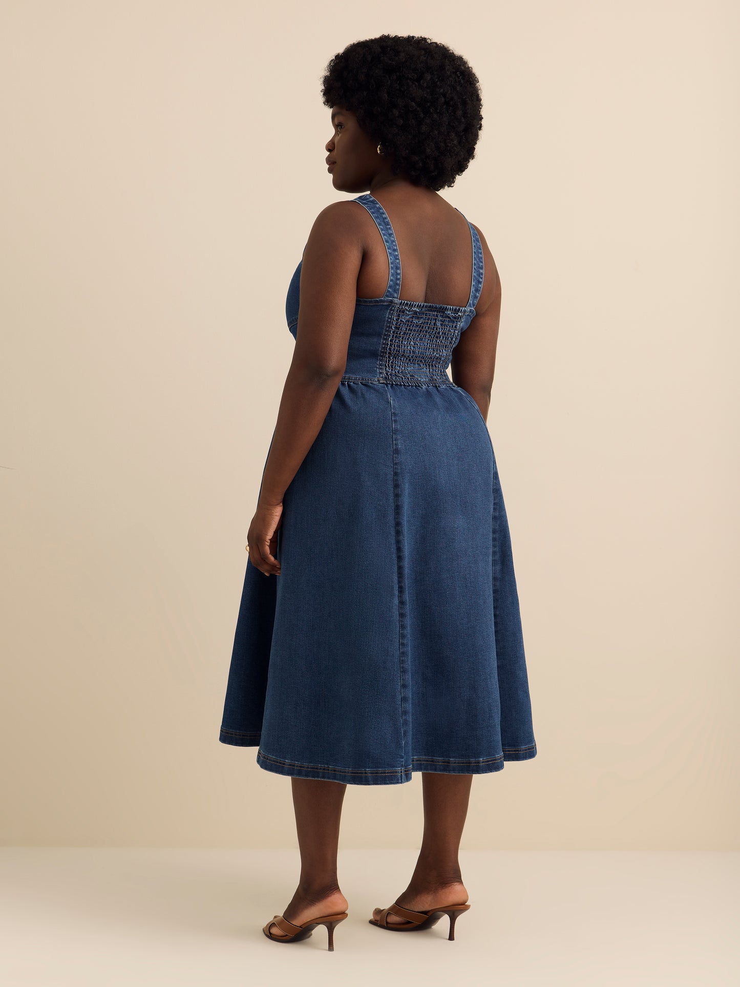 Square-Neck Sleeveless Denim Dress - Addition Elle