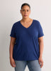 Boyfriend-Fit V-Neck Tee with Slits