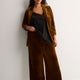 Golden Velvet Wide-Leg Pull-On Pant