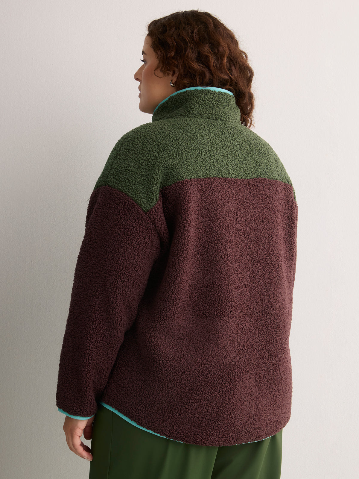 Brown Fashion Mock-Neck Sherpa Jacket - Active Zone