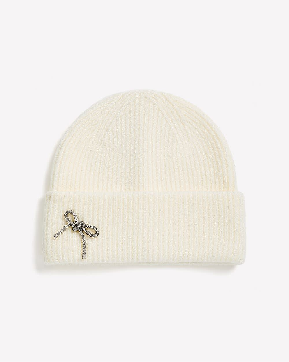 Bonnet en tricot côtelé avec boucle scintillante