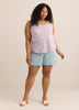 Straight Floral-Print Henley Tank Top