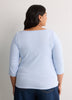 Fitted 3/4-Sleeve Boat-Neck Ribbed Knit Baby Tee