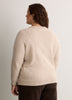Beige Cable Knit Crew-Neck Sweater