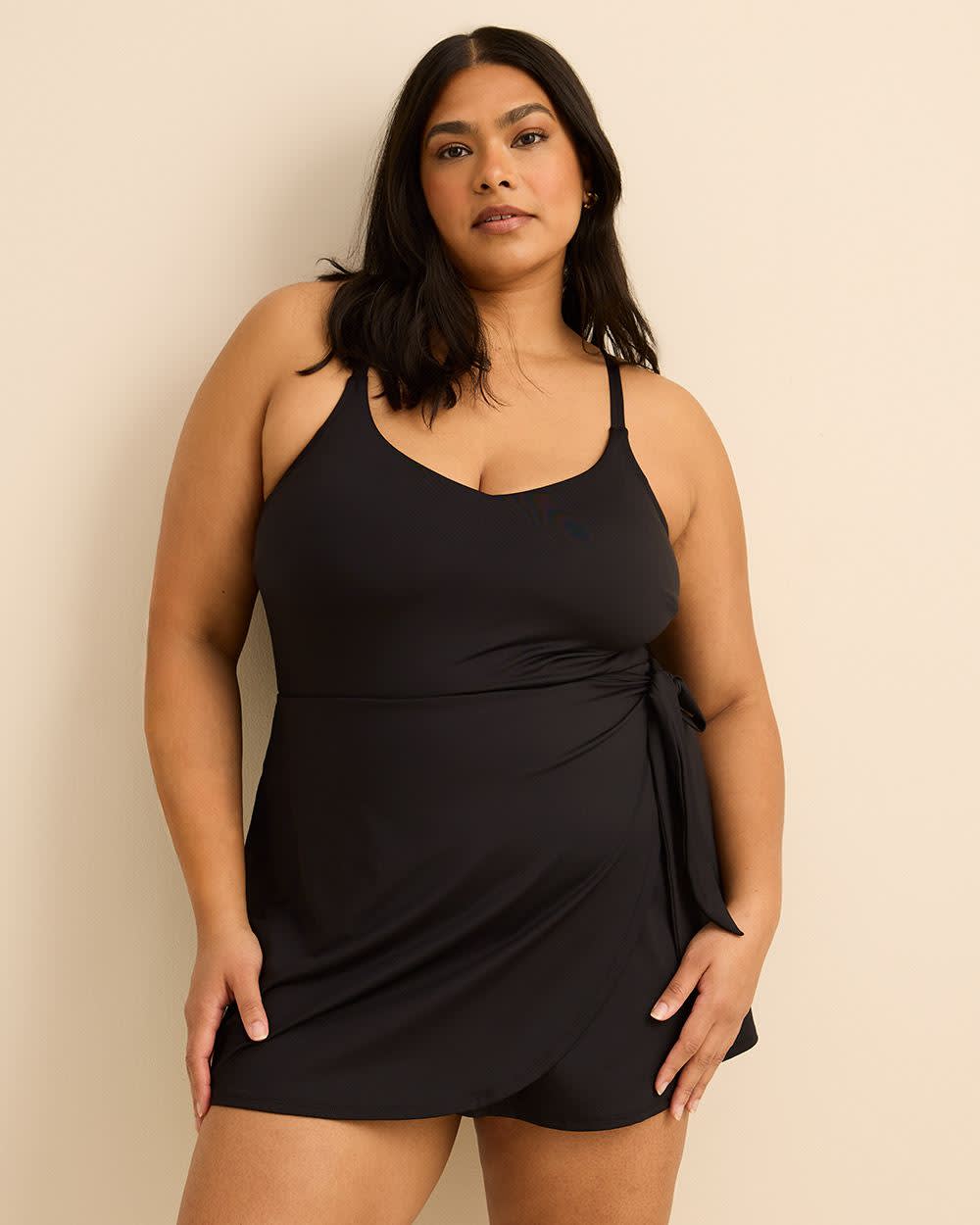 Black Swimdress with Side Waist Tie
