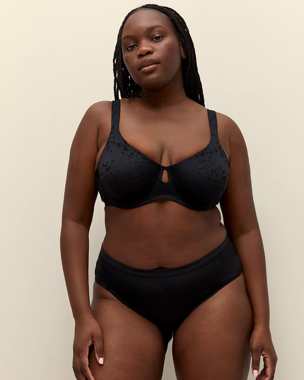 Black Underwire Burnout Jacquard Unlined Bra - ti Voglio