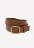 Faux-Leather Denim Belt with Square Metallic Buckle