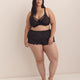 Black Sexy Satin Boxer with Lace Inserts - Déesse Collection