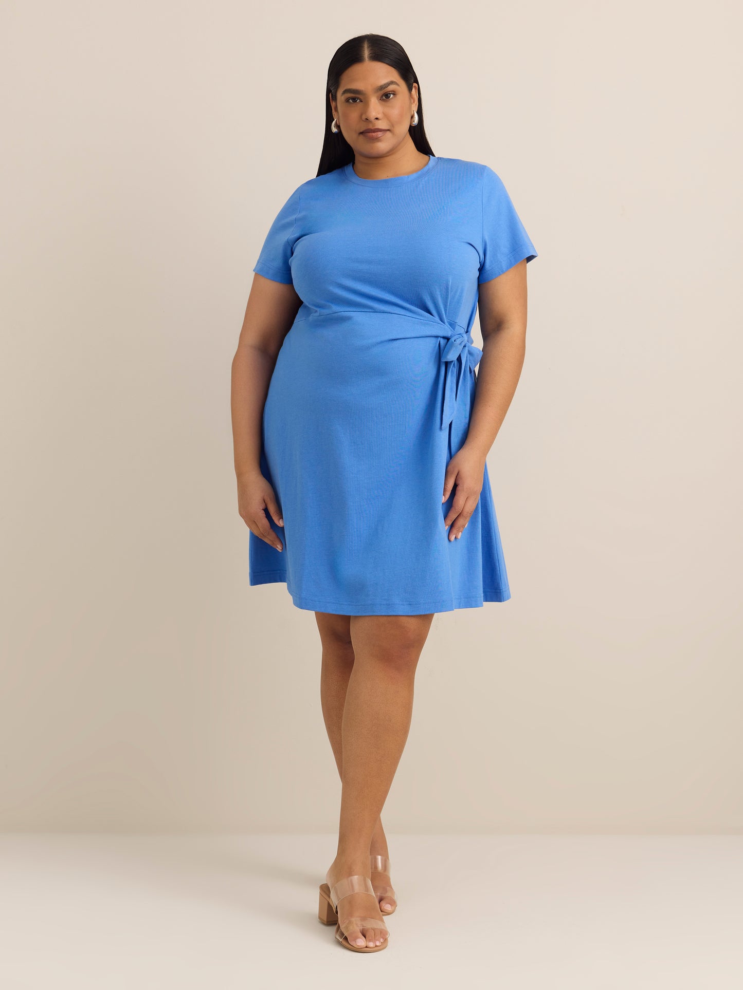 Responsible, Short-Sleeve Scoop-Neck Dress with Side Knot