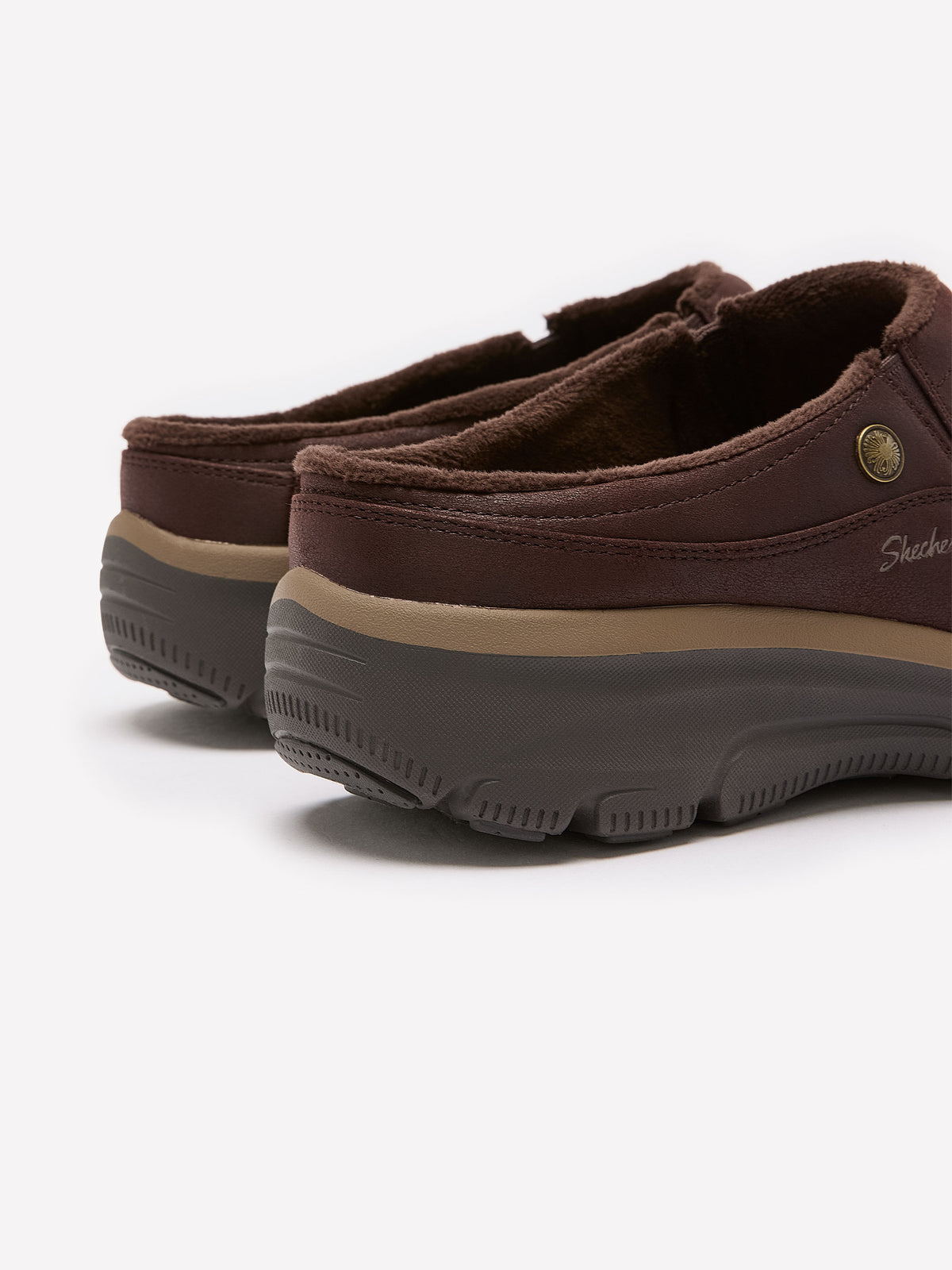 Wide Width, Easy Going Latte II Suede Mule - Skechers