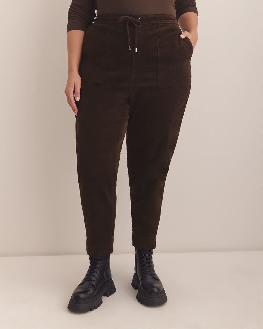 Pantalon de jogging en velours côtelé à  jambe fuselée