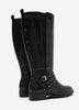 Extra Wide Width and Wide Calf, Tall Black Boot with Thin Studded Straps