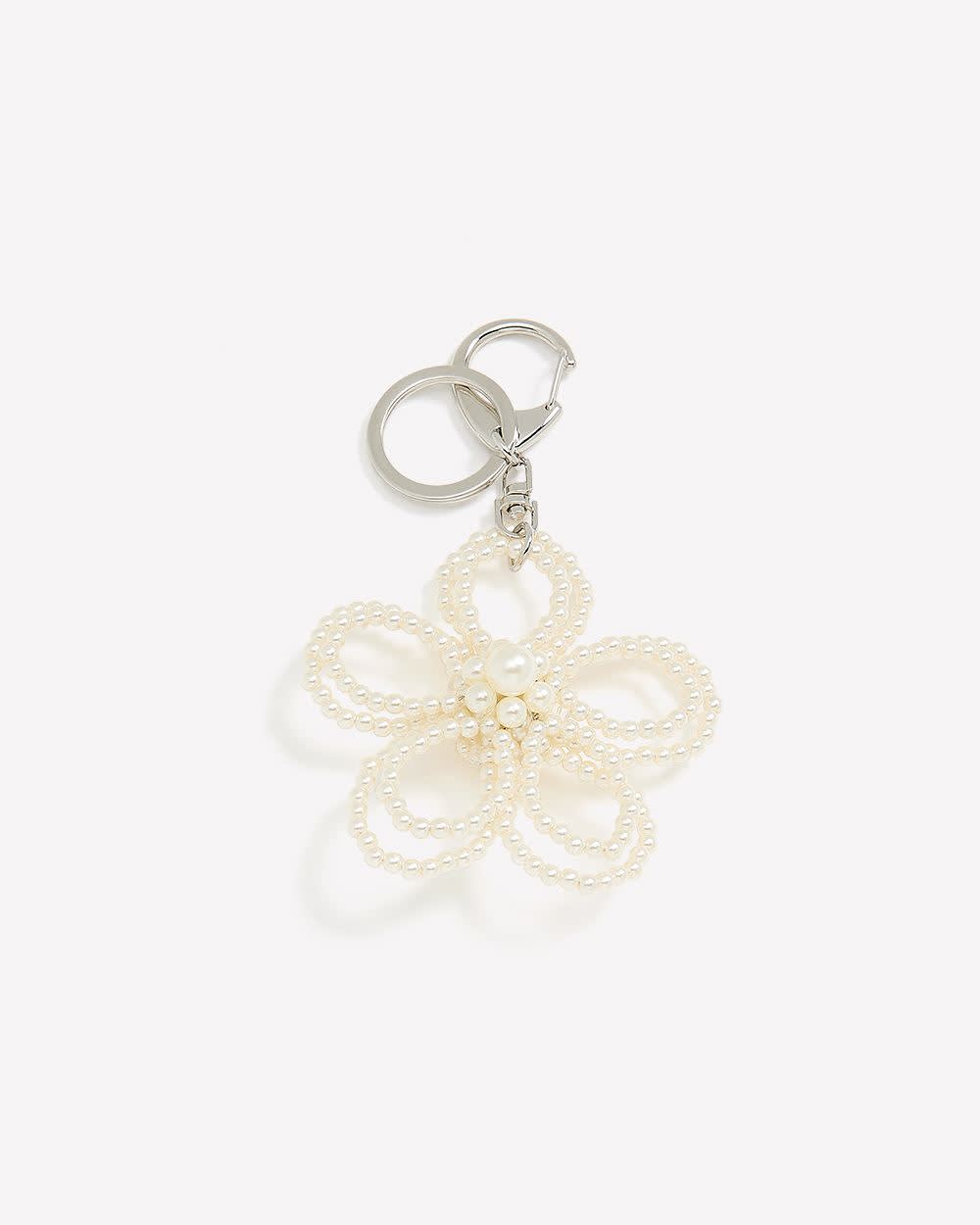Porte-clé/Breloque en forme de fleur avec perles