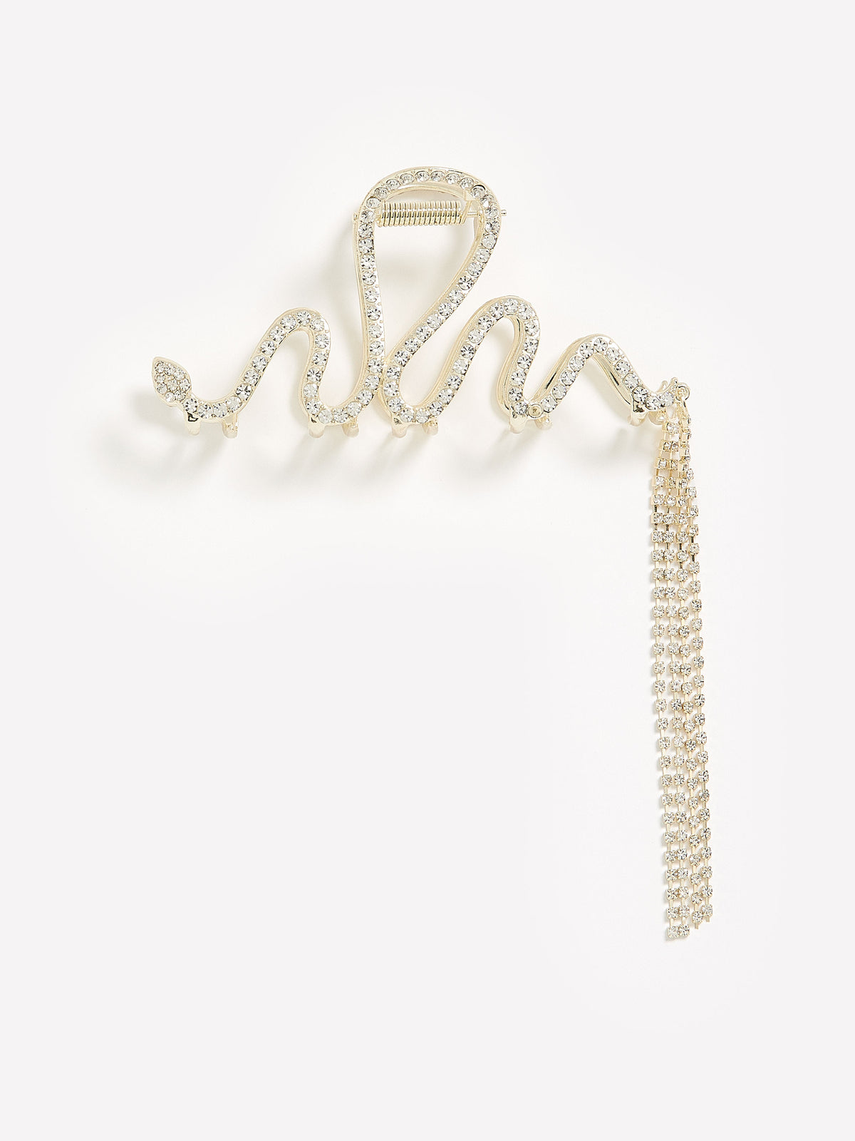 Squiggly Snake Hair Claw with Stones and Dangling Jewels