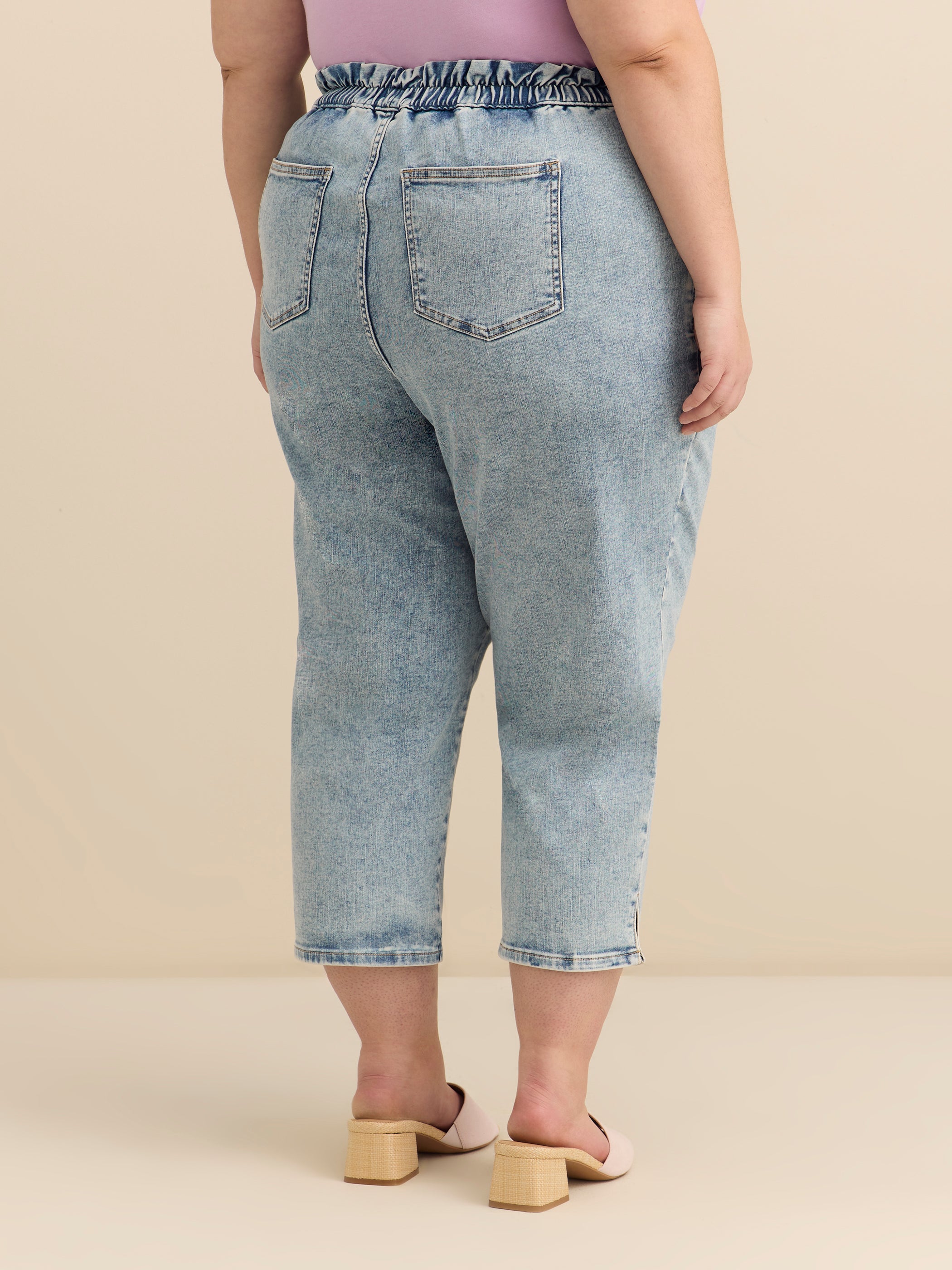 High-Rise Cropped Tapered-Leg Paperbag Denim Pant - d/C JEANS