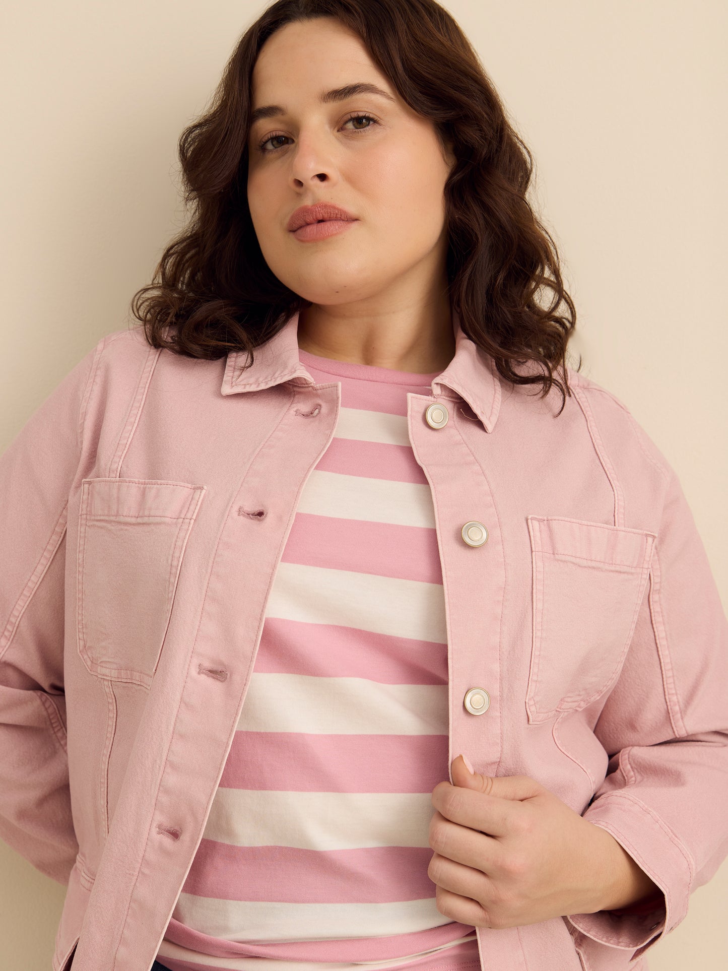 Veste safari lilas en mélange de coton