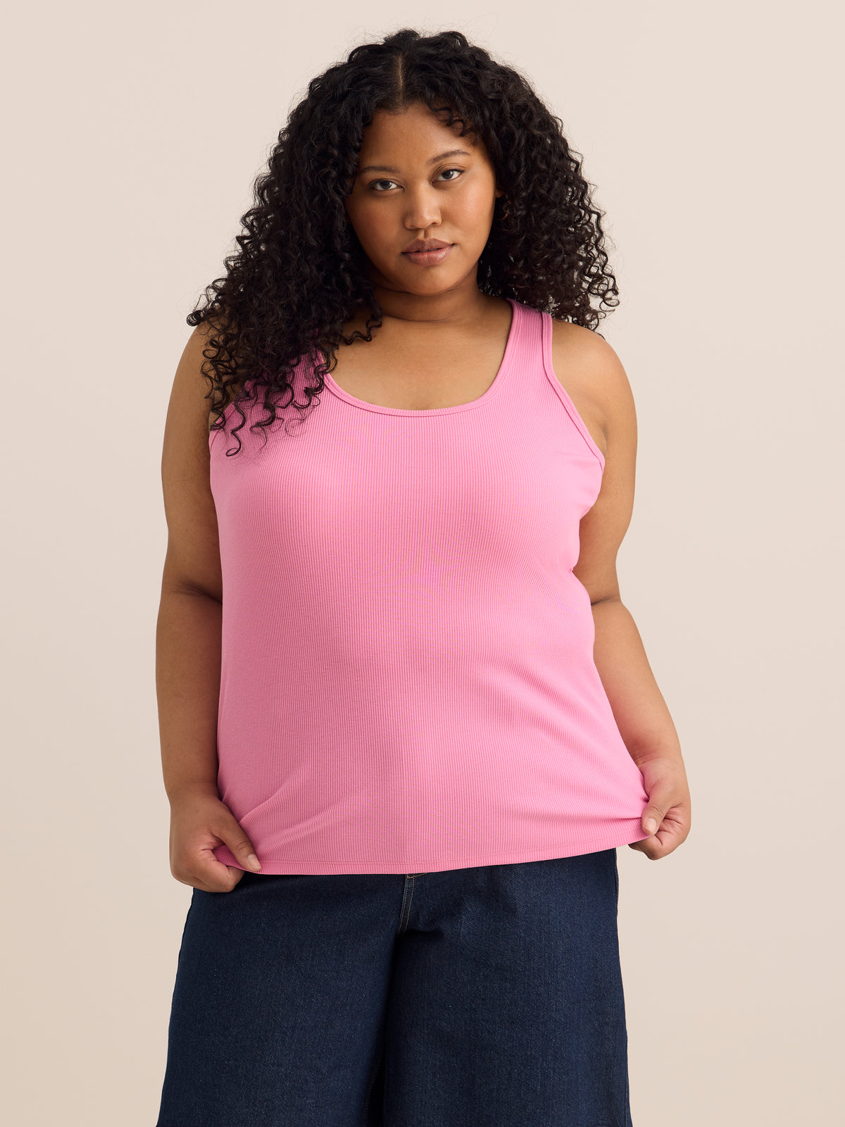 Scoop-Neck Ribbed Knit Tank Top