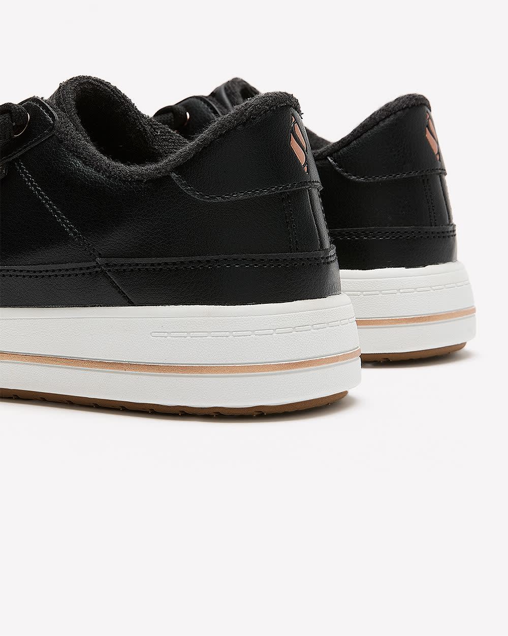 Chaussure Arch Fit en faux cuir noir, pied large - Skechers